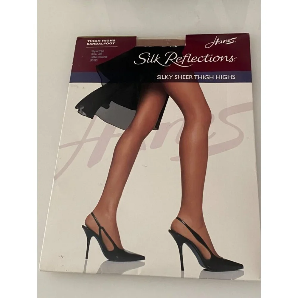 Hanes Silk Reflections Silky Sheer‎ Thigh Highs Sandalfoot Size AB Little Color